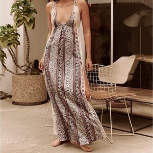 NWT Free People Bohemian Nights Maxi Slip in Tea Combo
